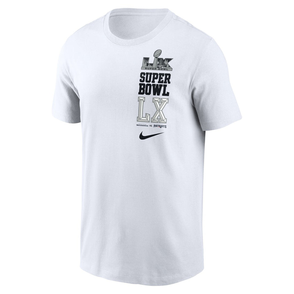 New England Patriots vs. Seattle Seahawks Super Bowl LX Dueling T-Shirt - White T-shirts