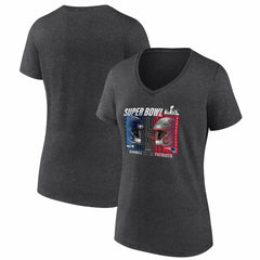 New England Patriots vs. Seattle Seahawks Women's Super Bowl LX Matchup Final Battle V-Neck T-Shirt - Heather Charcoal T-shirts
