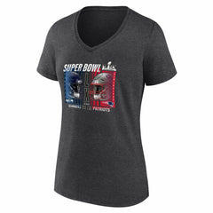 New England Patriots vs. Seattle Seahawks Women's Super Bowl LX Matchup Final Battle V-Neck T-Shirt - Heather Charcoal T-shirts
