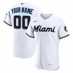 Miami Marlins Nike Home Authentic Custom Jersey - White Jerseys