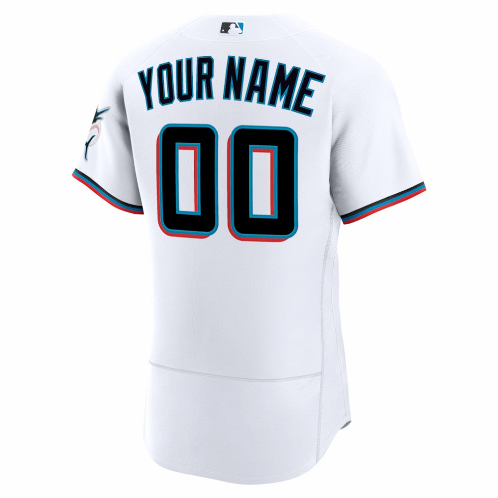 Miami Marlins Nike Home Authentic Custom Jersey - White Jerseys
