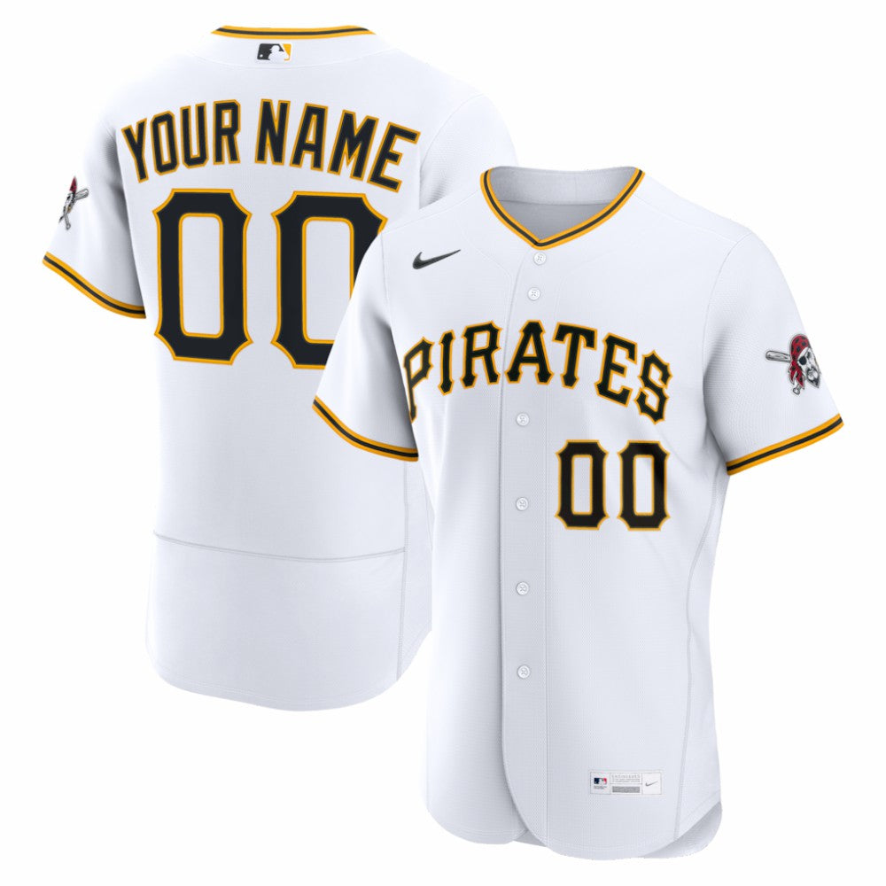 Pittsburgh Pirates Nike Home Authentic Custom Jersey - White Jerseys