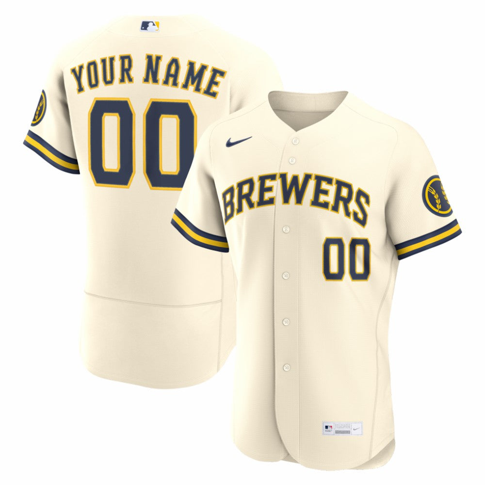 Milwaukee Brewers Nike Home Authentic Custom Jersey - Cream Jerseys
