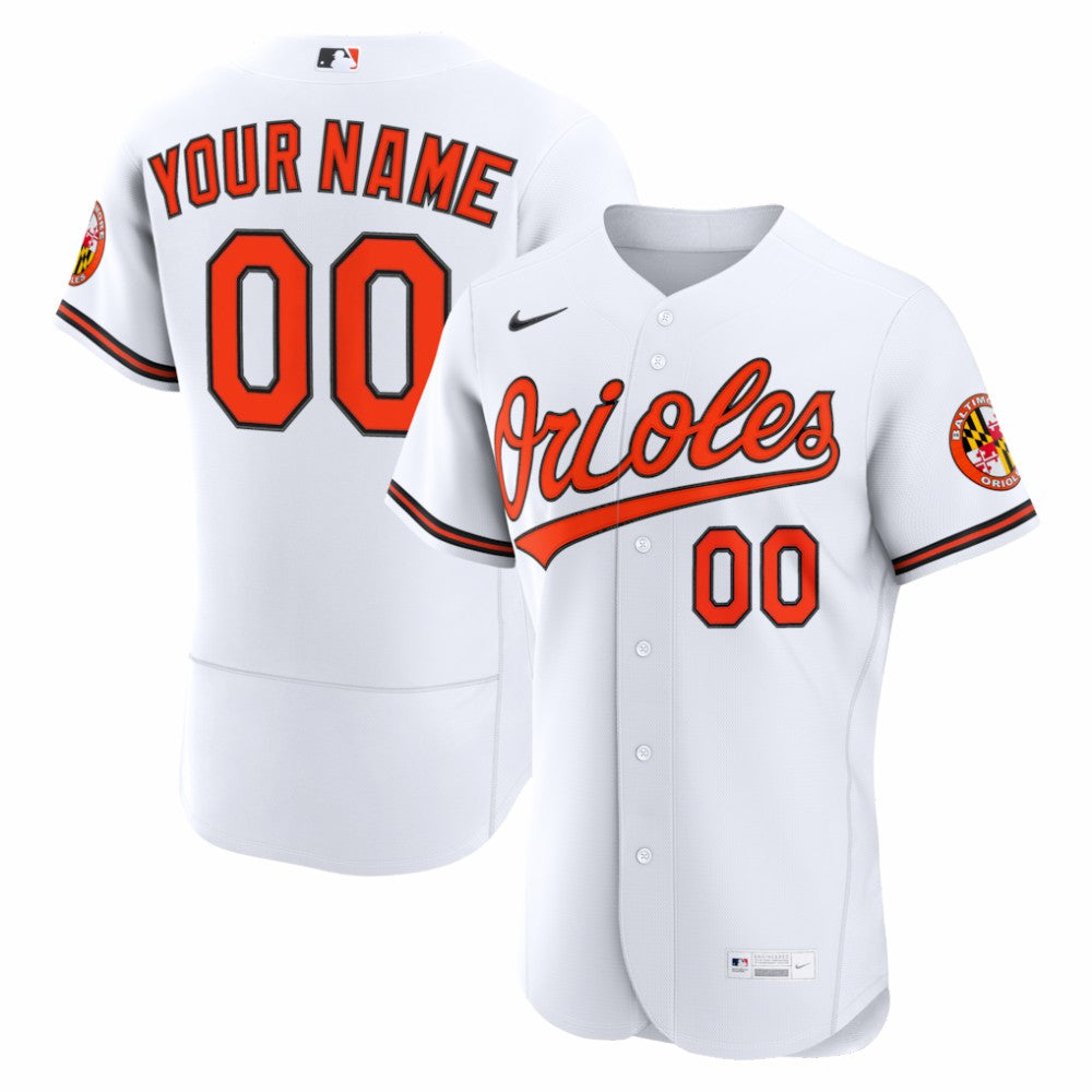 Baltimore Orioles Nike Home Authentic Custom Jersey - White Jerseys