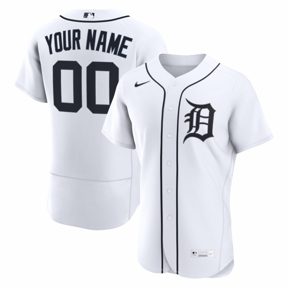 Detroit Tigers Nike Home Authentic Custom Jersey - White Jerseys