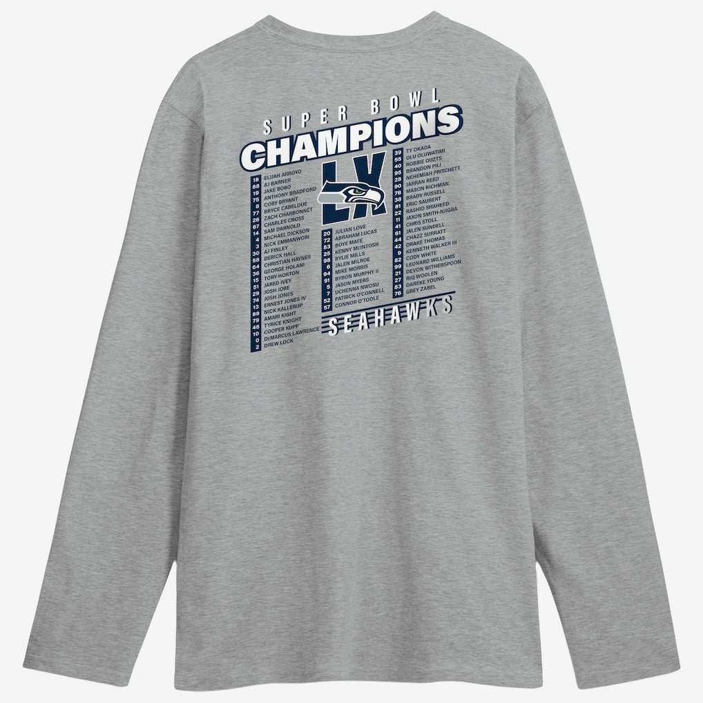 Seattle Seahawks Super Bowl LX Champions Best Teammates Roster Long Sleeve T-Shirt - Steel T-shirts