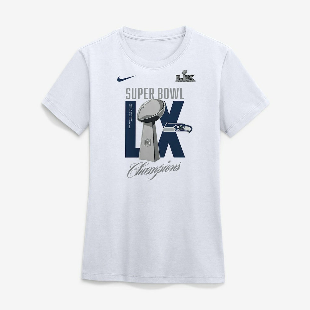 Seattle Seahawks Women's Super Bowl LX Champions Lombardi Trophy T-Shirt - White T-shirts