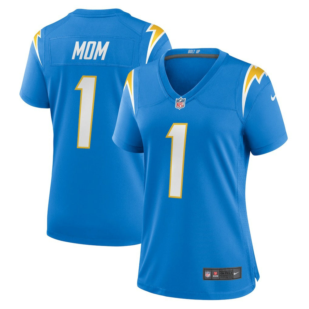 Number 1 Mom Los Angeles Chargers Women's Game Jersey - Powder Blue Jerseys