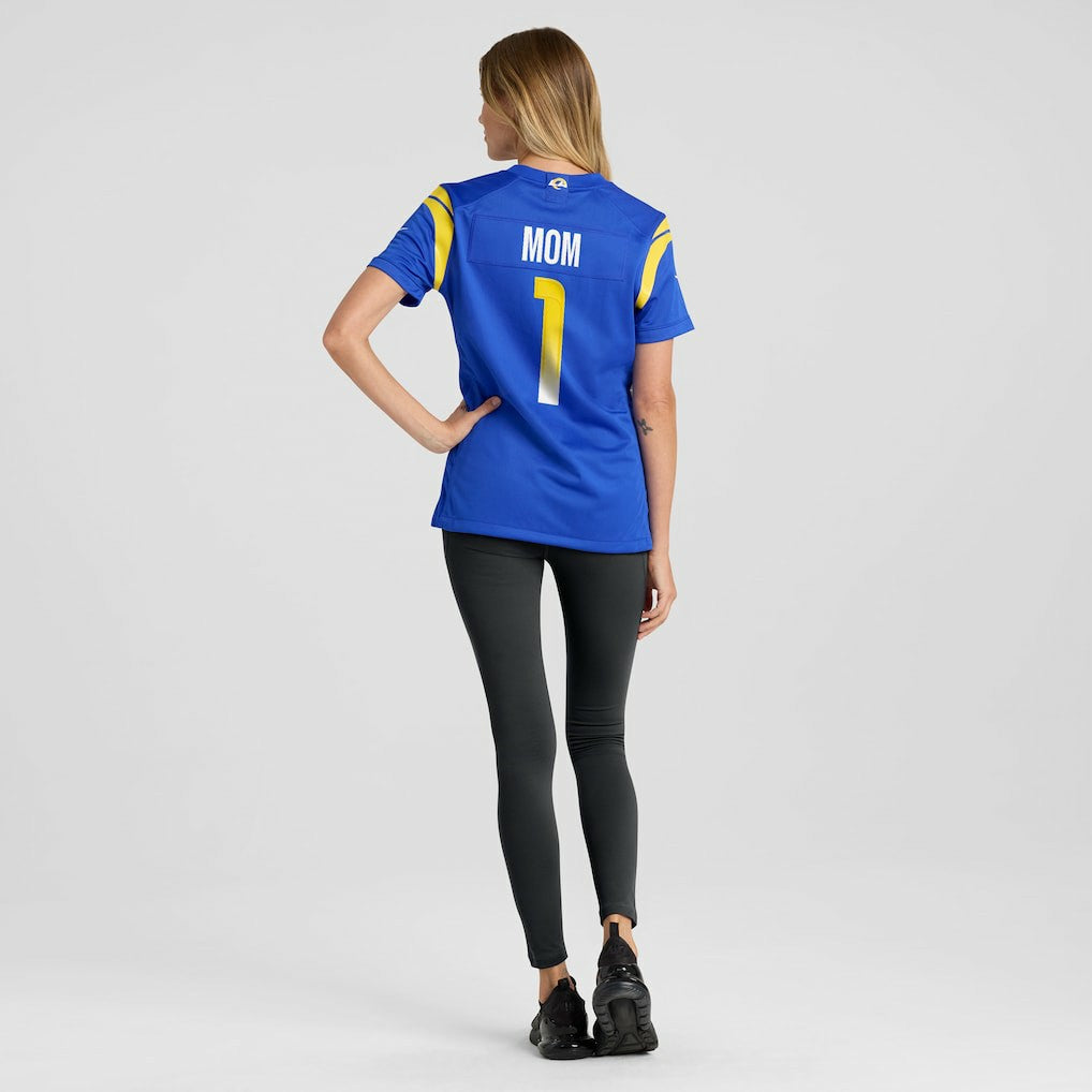 Number 1 Mom Los Angeles Rams Women's Game Jersey - Royal Jerseys