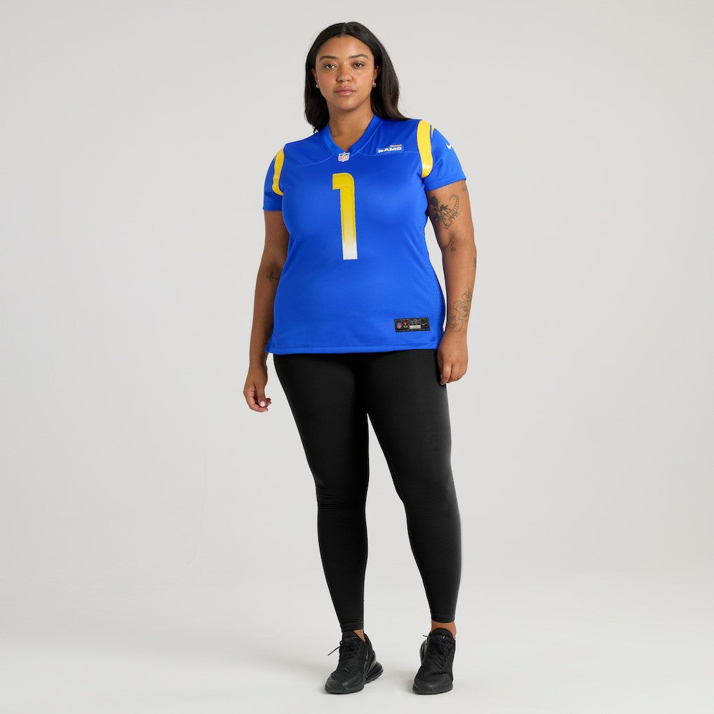 Number 1 Mom Los Angeles Rams Women's Game Jersey - Royal Jerseys