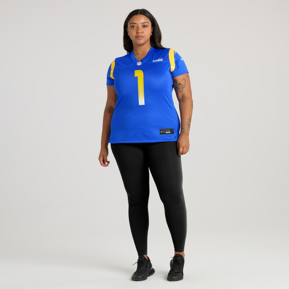 Number 1 Mom Los Angeles Rams Women's Game Jersey - Royal Jerseys