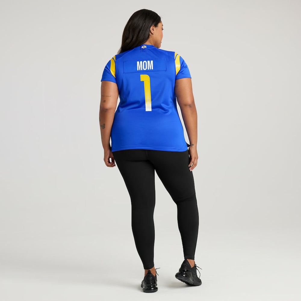 Number 1 Mom Los Angeles Rams Women's Game Jersey - Royal Jerseys