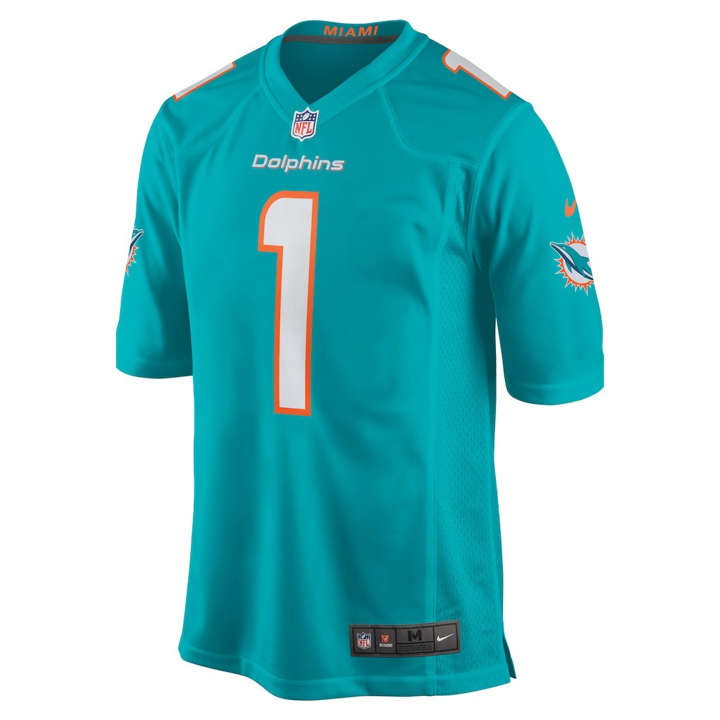 Number 1 Dad Miami Dolphins Game Jersey - Aqua Jerseys