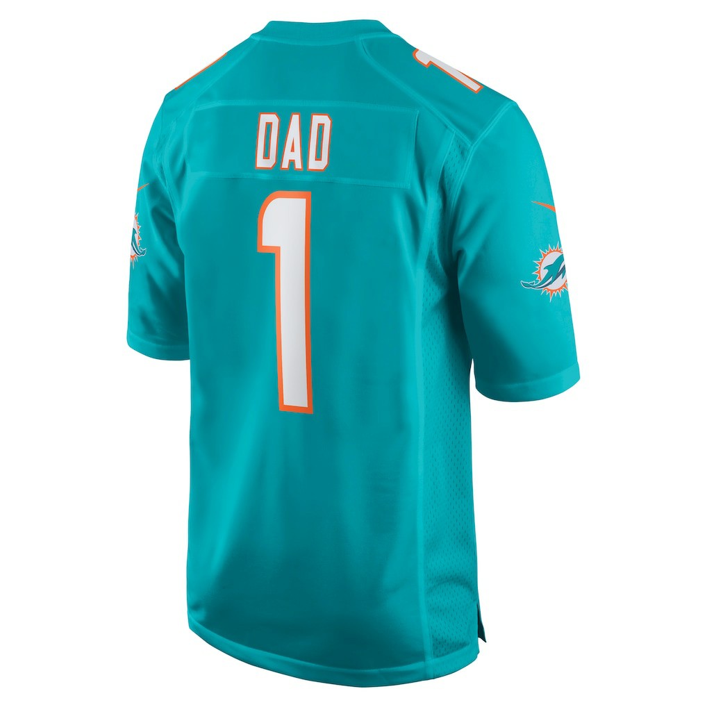 Number 1 Dad Miami Dolphins Game Jersey - Aqua Jerseys