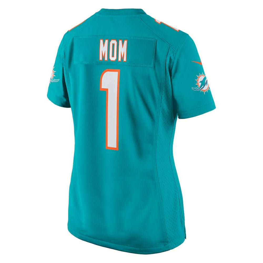 Number 1 Mom Miami Dolphins Women's Game Jersey - Aqua Jerseys