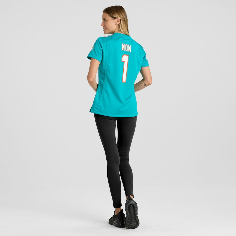 Number 1 Mom Miami Dolphins Women's Game Jersey - Aqua Jerseys