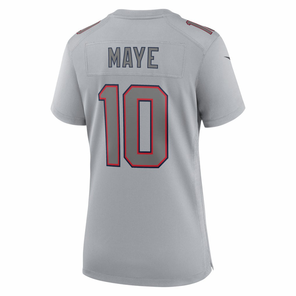 Drake Maye New England Patriots Women's Super Bowl LX Patch Atmosphere Fashion Game Jersey - Silver Jerseys