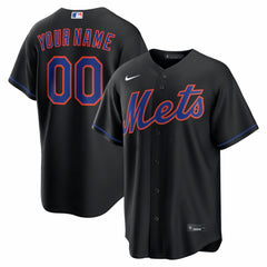 New York Mets Nike Alternate Replica Custom Jersey - Black Jerseys