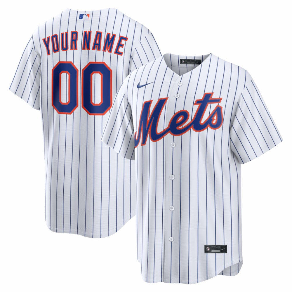 New York Mets Nike Home Replica Custom Jersey - White Jerseys