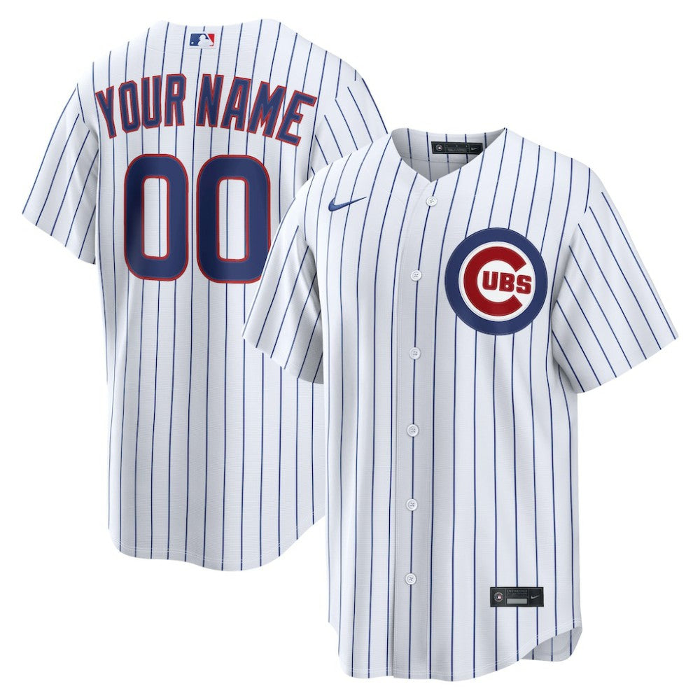 Chicago Cubs Nike Home Replica Custom Jersey - White Jerseys