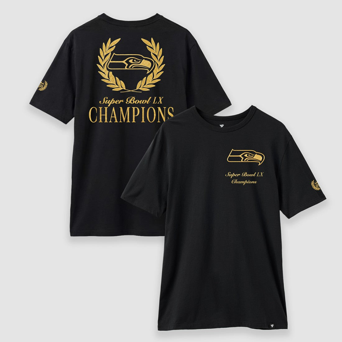 Seattle Seahawks Super Bowl LX Champions USA 250 NFL Gold Standard T-Shirt - Black T-shirts