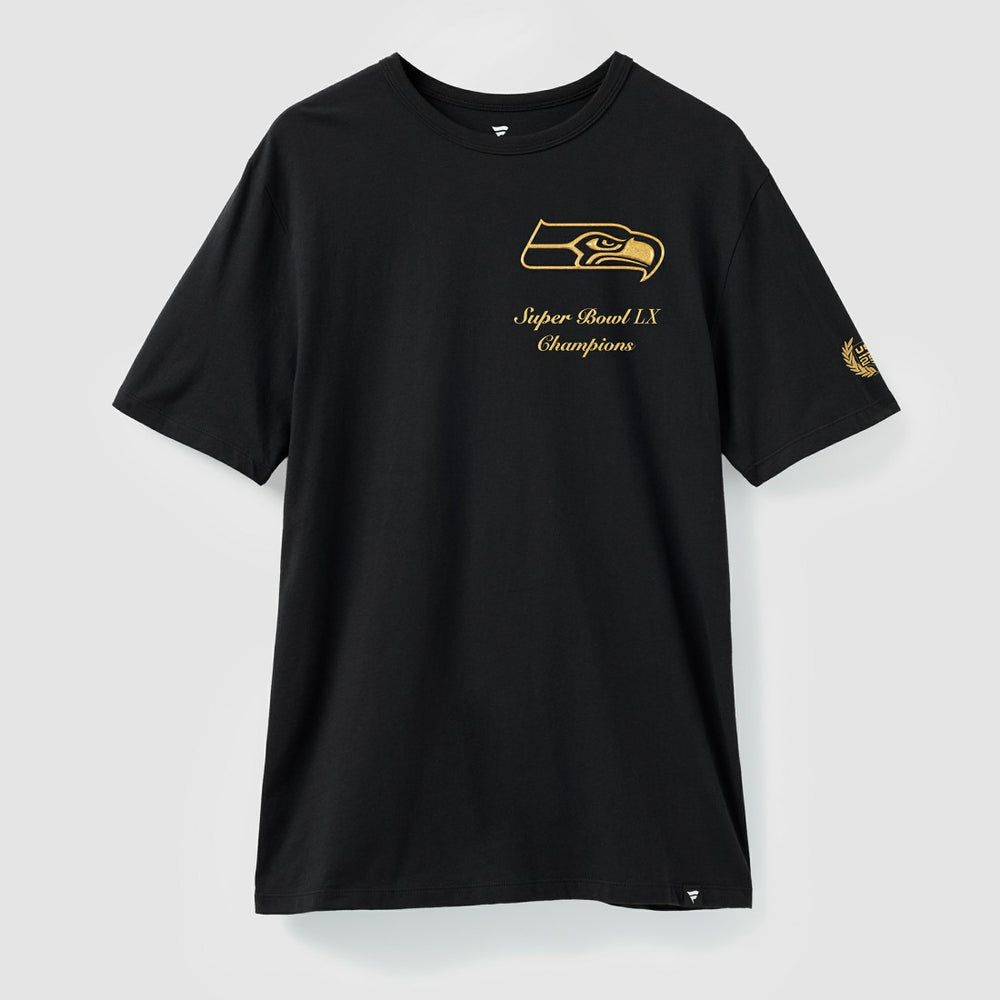 Seattle Seahawks Super Bowl LX Champions USA 250 NFL Gold Standard T-Shirt - Black T-shirts