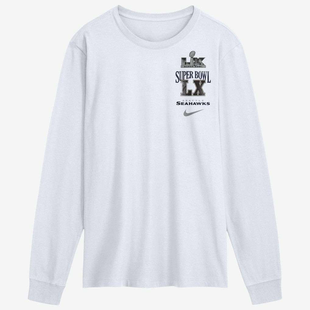 Seattle Seahawks Super Bowl LX Champions Long Ball Long Sleeve T-Shirt - White T-shirts