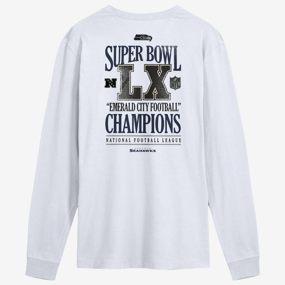 Seattle Seahawks Super Bowl LX Champions Long Ball Long Sleeve T-Shirt - White T-shirts