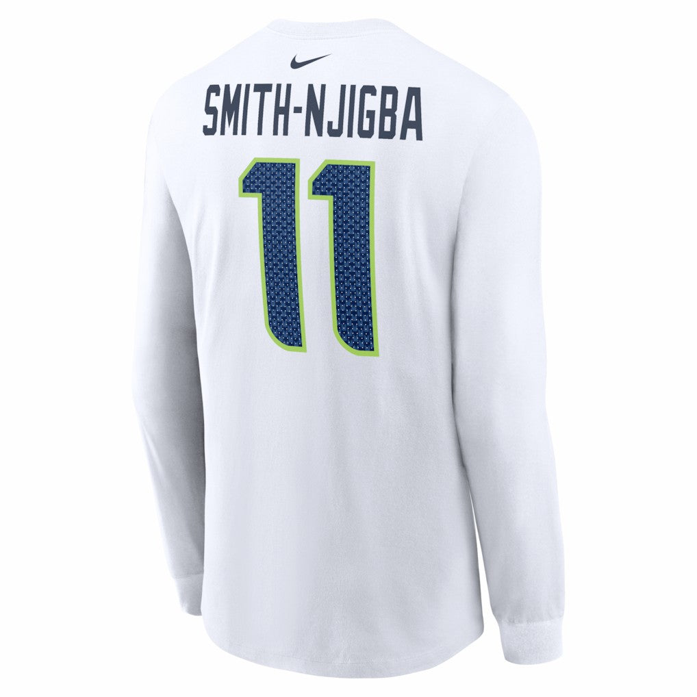 Jaxon Smith-Njigba Seattle Seahawks Super Bowl LX Champions Patch Name & Number Long Sleeve T-Shirt - White T-shirts