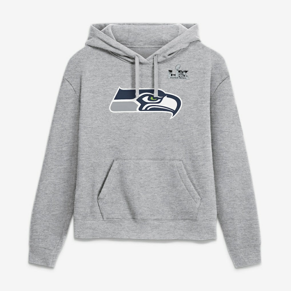 Jaxon Smith-Njigba Seattle Seahawks Women's Super Bowl LX Champions Patch Name & Number Hoodie - Heather Gray Hoodies