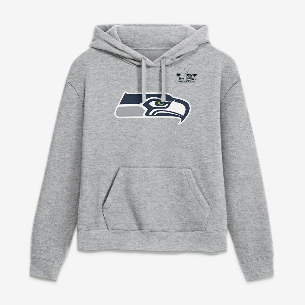 Jaxon Smith-Njigba Seattle Seahawks Women's Super Bowl LX Champions Patch Name & Number Hoodie - Heather Gray Hoodies