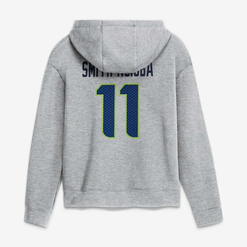 Jaxon Smith-Njigba Seattle Seahawks Women's Super Bowl LX Champions Patch Name & Number Hoodie - Heather Gray Hoodies