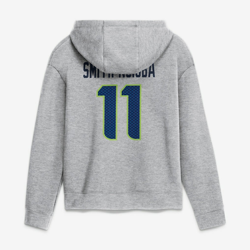 Jaxon Smith-Njigba Seattle Seahawks Women's Super Bowl LX Champions Patch Name & Number Hoodie - Heather Gray Hoodies