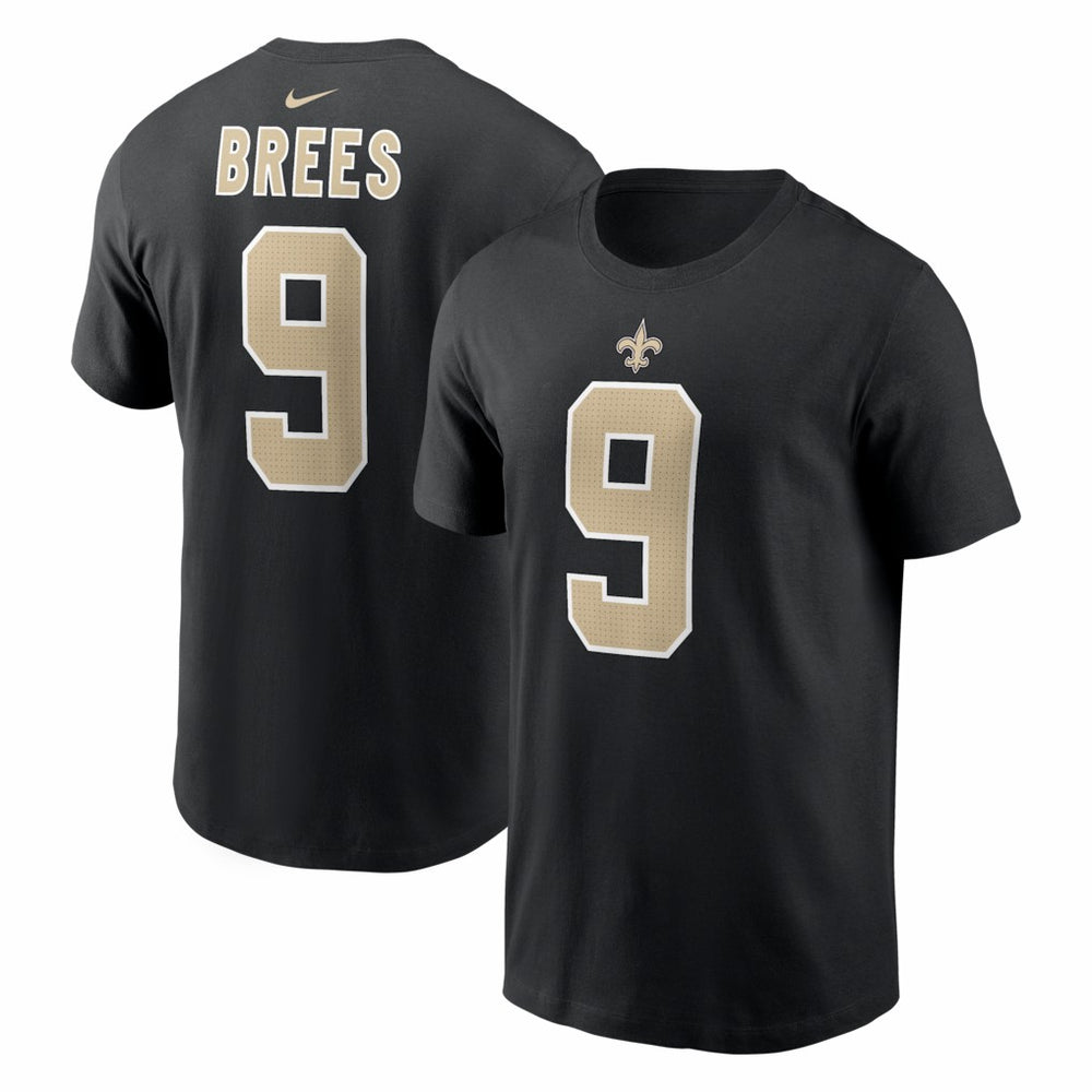 Drew Brees New Orleans Saints Retired Player Name & Number T-Shirt - Black T-shirts