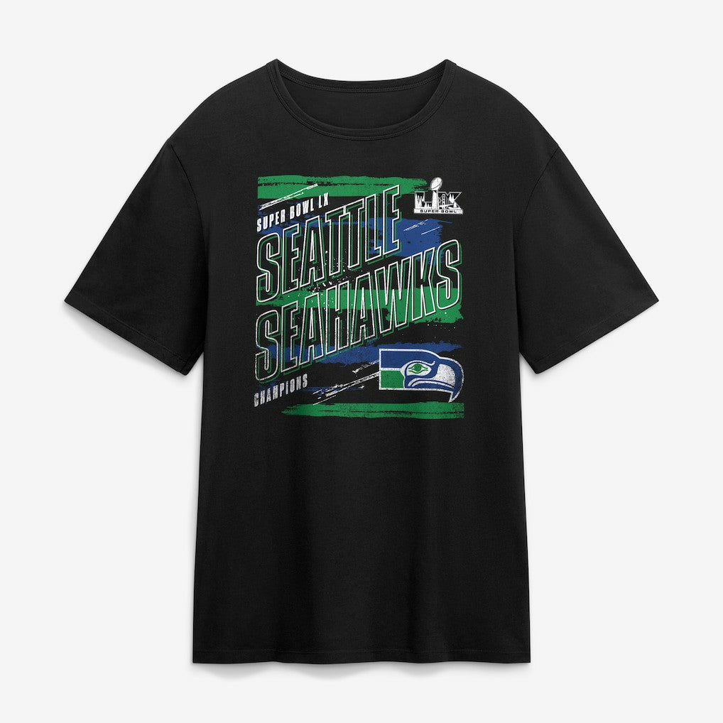 Seattle Seahawks Super Bowl LX Champions Classic Stripes Legacy T-Shirt - Black T-shirts