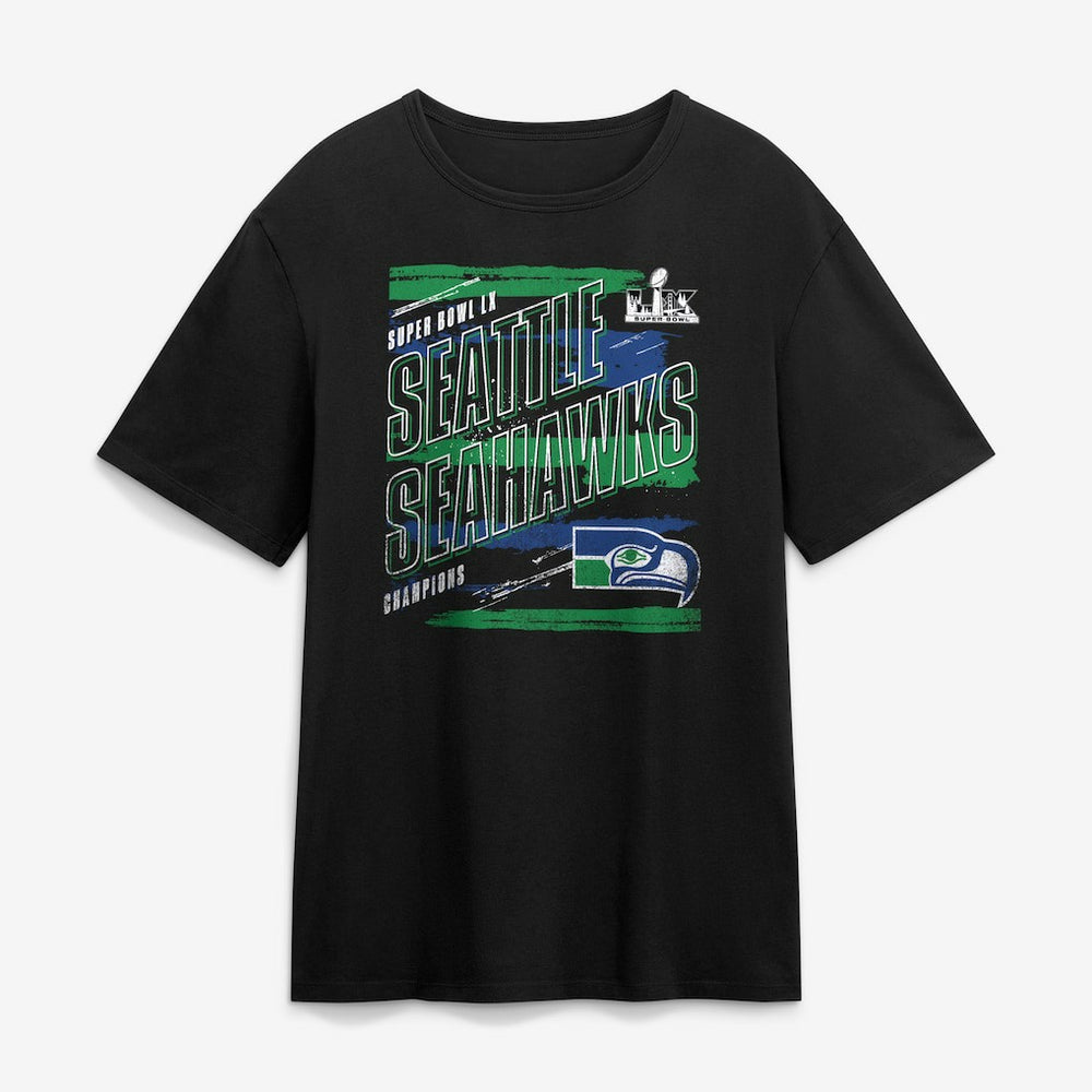 Seattle Seahawks Super Bowl LX Champions Classic Stripes Legacy T-Shirt - Black T-shirts
