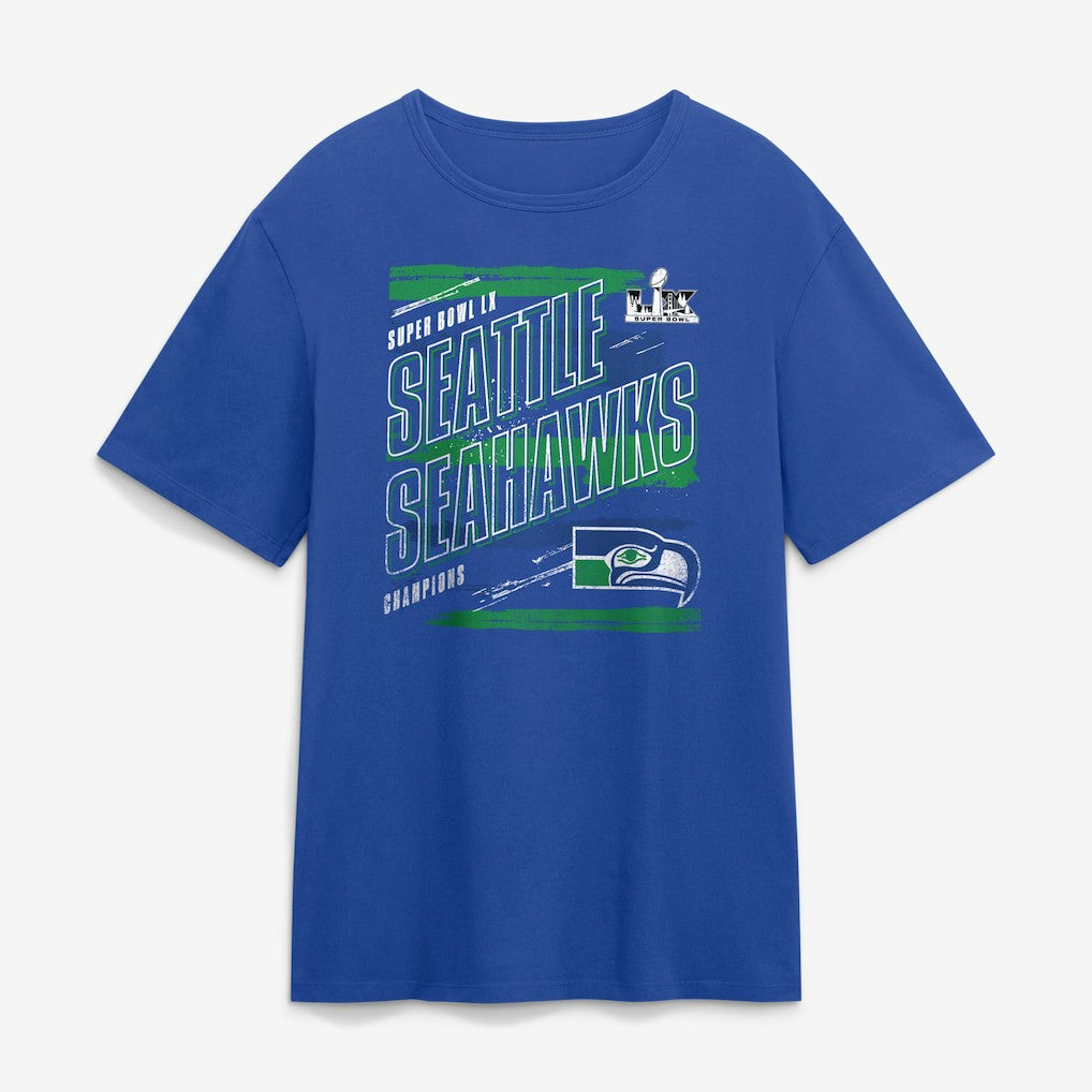 Seattle Seahawks Super Bowl LX Champions Classic Stripes Legacy T-Shirt - Royal T-shirts