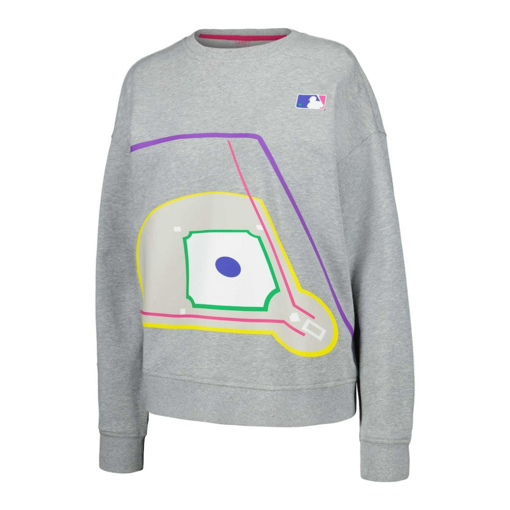 Terez MLB Women's Baseball Field Pullover Sweatshirt - Gray Pullover