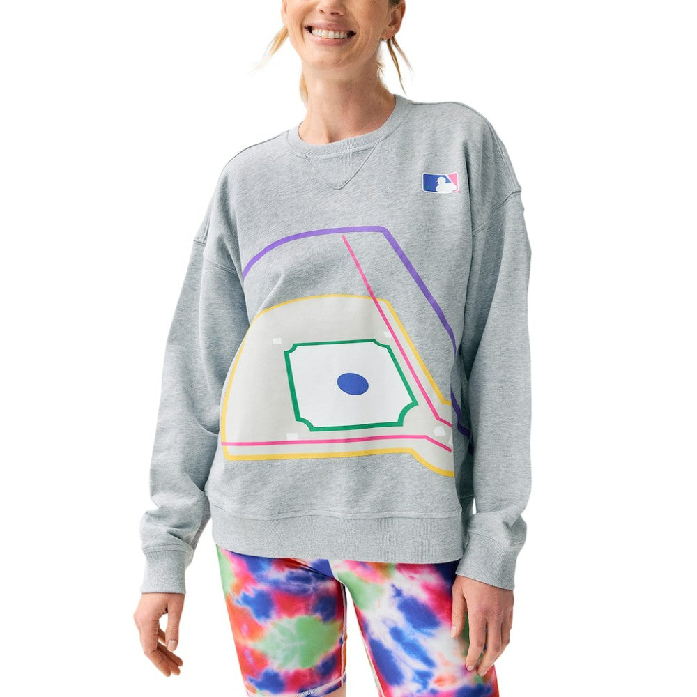 Terez MLB Women's Baseball Field Pullover Sweatshirt - Gray Pullover