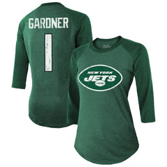 Ahmad Sauce Gardner New York Jets Majestic Threads Women's Player Name & Number Tri-Blend 3/4-Sleeve Fitted T-Shirt - Green T-shirts
