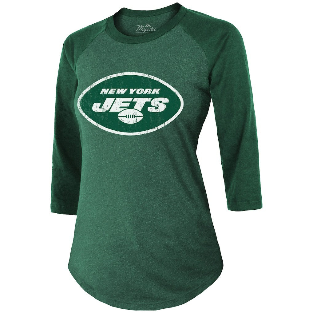 Ahmad Sauce Gardner New York Jets Majestic Threads Women's Player Name & Number Tri-Blend 3/4-Sleeve Fitted T-Shirt - Green T-shirts