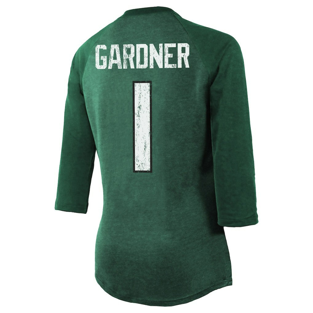 Ahmad Sauce Gardner New York Jets Majestic Threads Women's Player Name & Number Tri-Blend 3/4-Sleeve Fitted T-Shirt - Green T-shirts