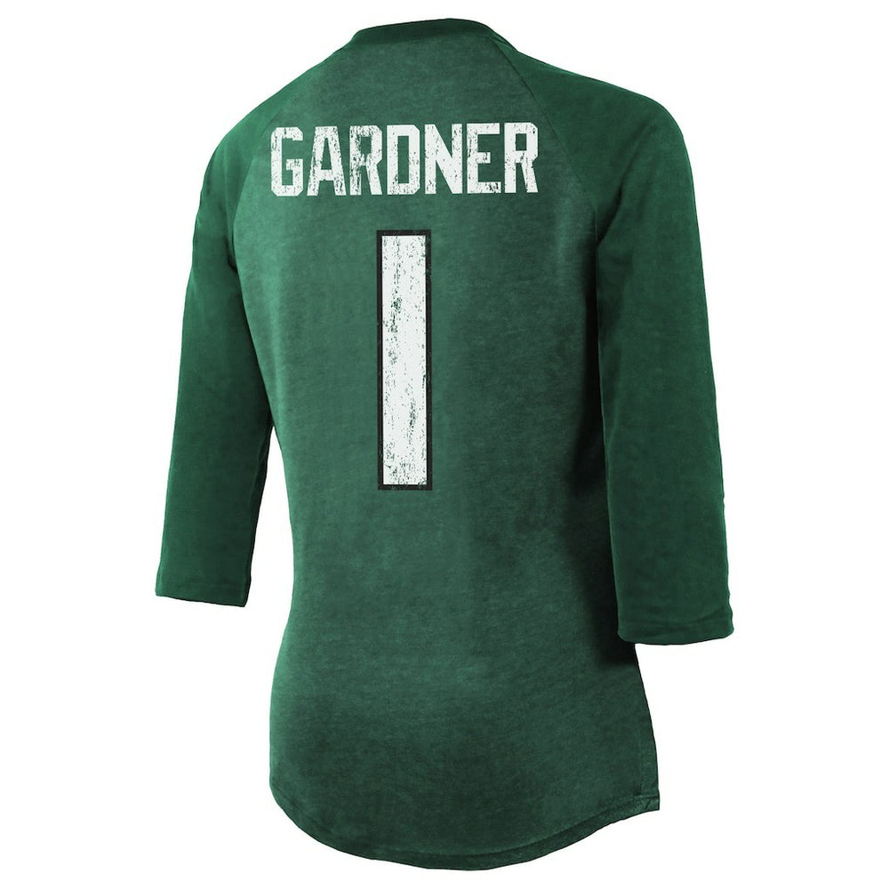 Ahmad Sauce Gardner New York Jets Majestic Threads Women's Player Name & Number Tri-Blend 3/4-Sleeve Fitted T-Shirt - Green T-shirts
