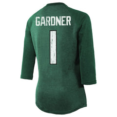 Ahmad Sauce Gardner New York Jets Majestic Threads Women's Player Name & Number Tri-Blend 3/4-Sleeve Fitted T-Shirt - Green T-shirts