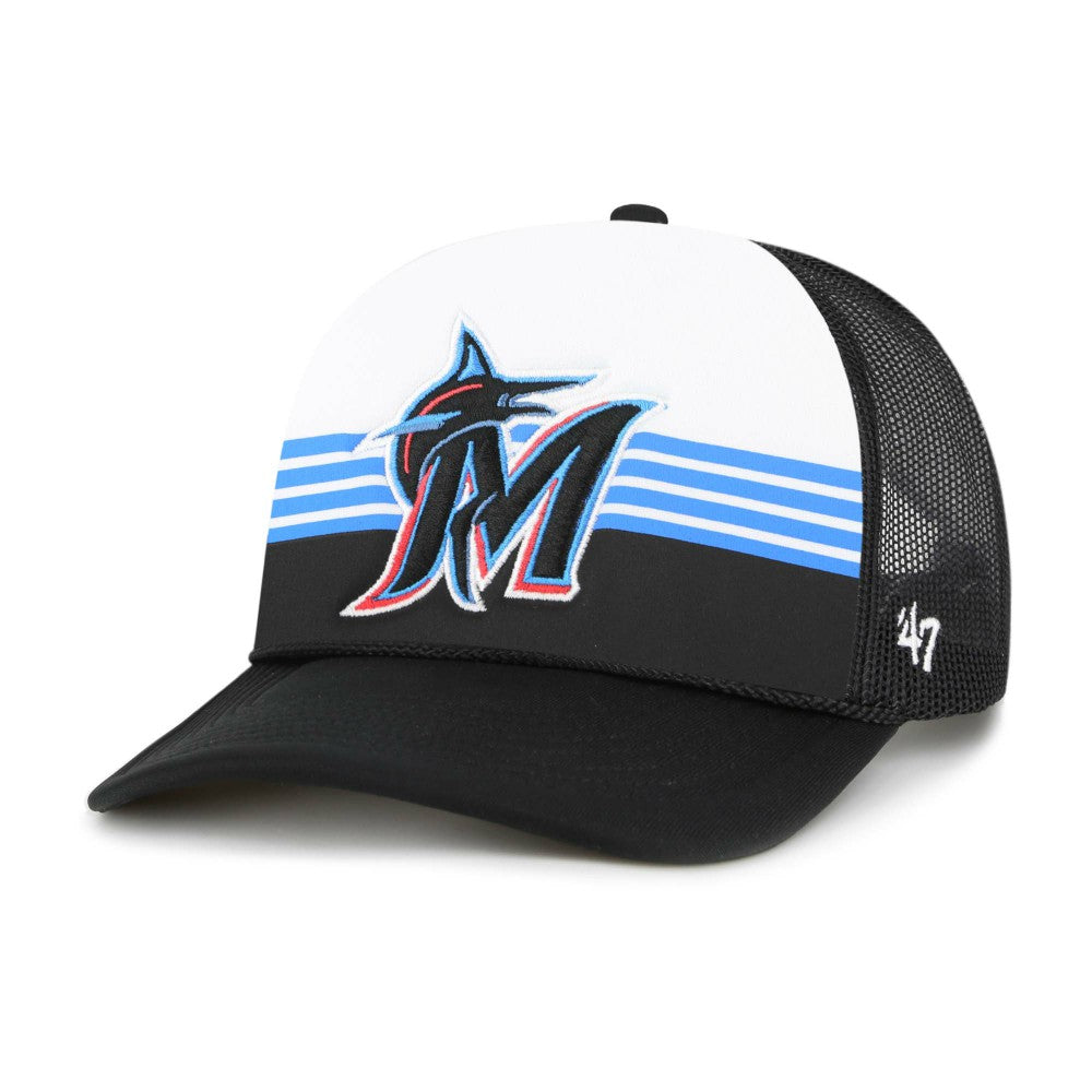 Miami Marlins '47 Lift Off Foam Front Mesh Trucker Adjustable Hat - Black Hats