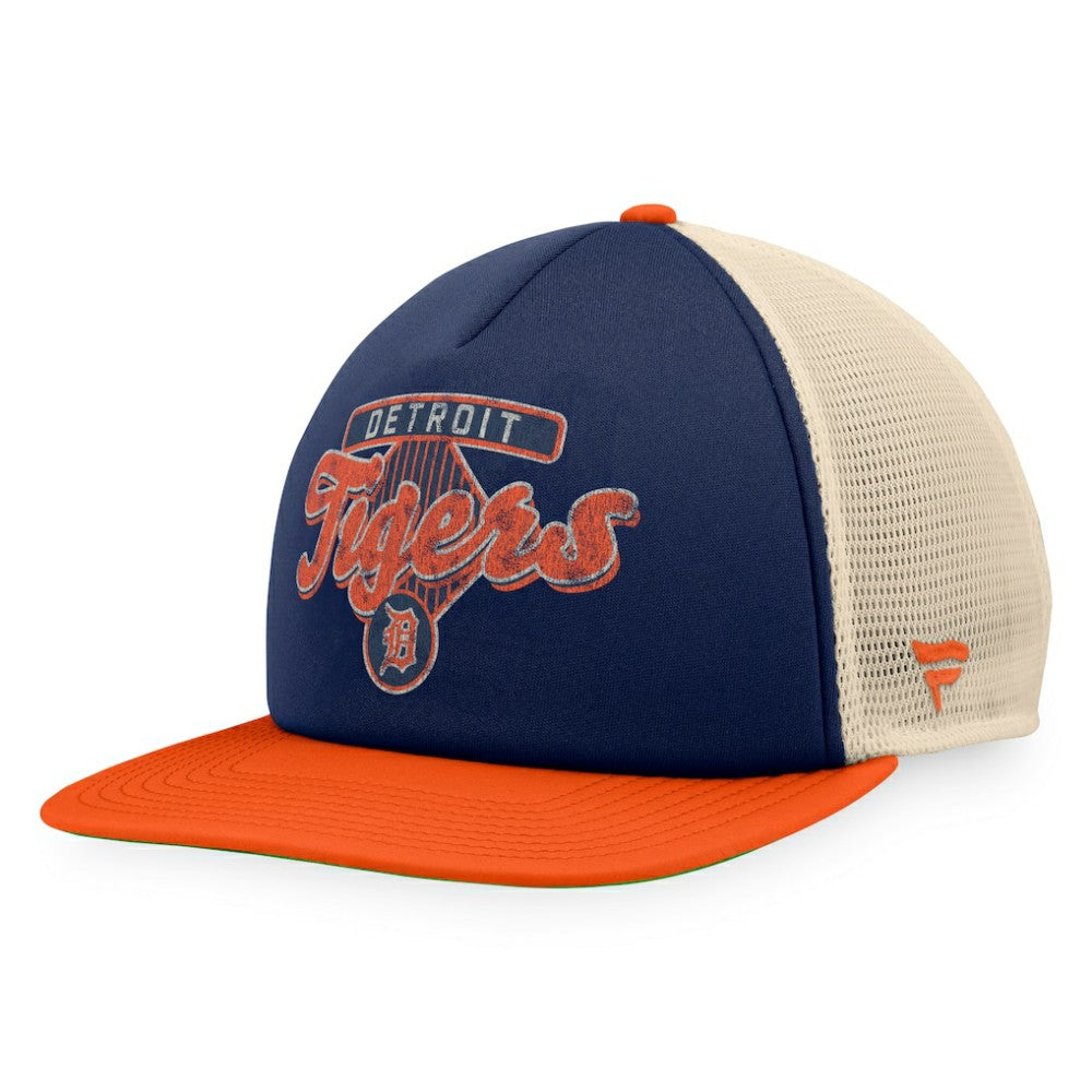 Detroit Tigers Fanatics Cooperstown Collection Talley Foam Trucker Snapback Hat - Navy/Orange Hats