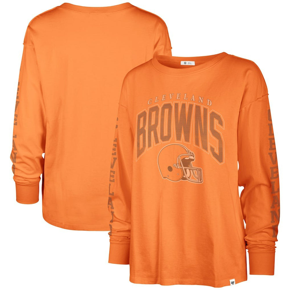 Cleveland Browns '47 Women's Tom Cat Lightweight Long Sleeve T-Shirt - Orange T-shirts