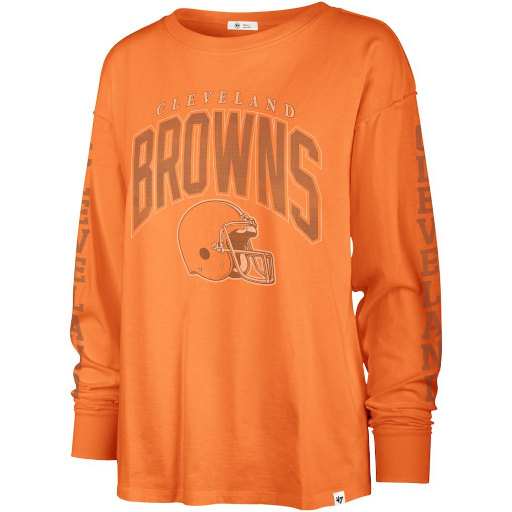 Cleveland Browns '47 Women's Tom Cat Lightweight Long Sleeve T-Shirt - Orange T-shirts