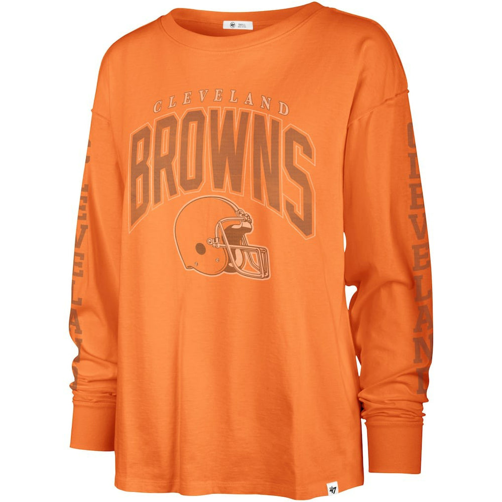 Cleveland Browns '47 Women's Tom Cat Lightweight Long Sleeve T-Shirt - Orange T-shirts