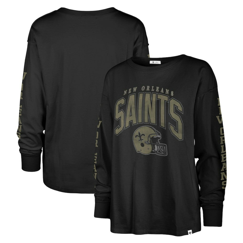 New Orleans Saints '47 Women's Tom Cat Lightweight Long Sleeve T-Shirt - Black T-shirts